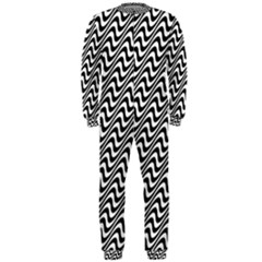 Black And White Waves Illusion Pattern Onepiece Jumpsuit (men) 