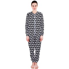 Black And White Waves Illusion Pattern Onepiece Jumpsuit (ladies) 