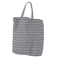 Black And White Waves Illusion Pattern Giant Grocery Zipper Tote