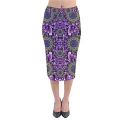 Flowers From Paradise In Fantasy Elegante Velvet Midi Pencil Skirt by pepitasart