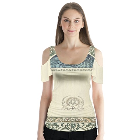 Art Nouveau Butterfly Sleeve Cutout Tee  by NouveauDesign