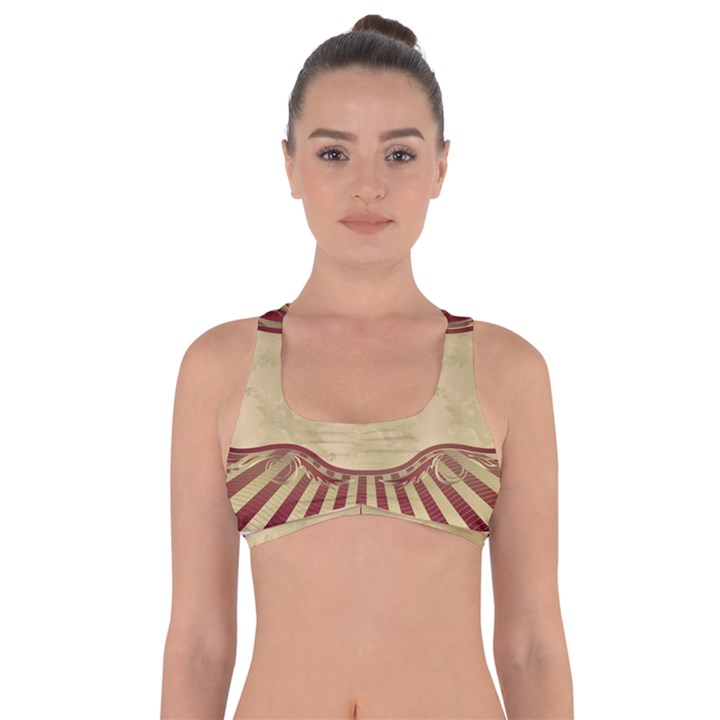 Art Deco red Got No Strings Sports Bra