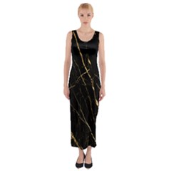 Black Marble Fitted Maxi Dress by NouveauDesign