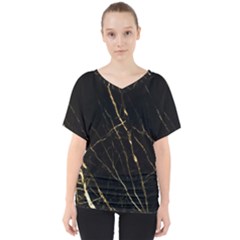 Black Marble V-neck Dolman Drape Top by NouveauDesign