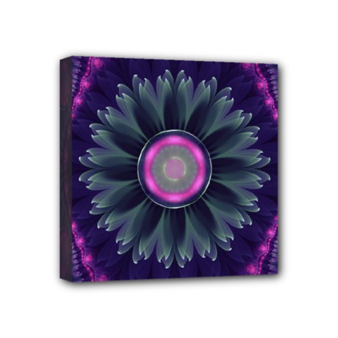 Beautiful Hot Pink And Gray Fractal Anemone Kisses Mini Canvas 4  X 4  by jayaprime