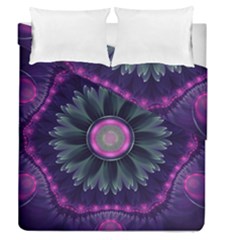 Beautiful Hot Pink And Gray Fractal Anemone Kisses Duvet Cover Double Side (queen Size) by jayaprime