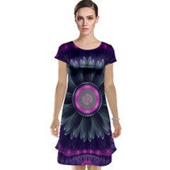 Beautiful Hot Pink And Gray Fractal Anemone Kisses Cap Sleeve Nightdress by jayaprime