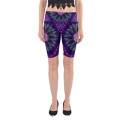 Beautiful Hot Pink And Gray Fractal Anemone Kisses Yoga Cropped Leggings by jayaprime