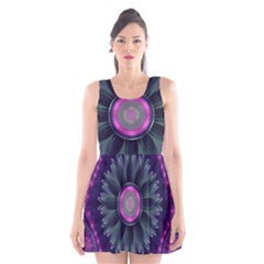 Beautiful Hot Pink And Gray Fractal Anemone Kisses Scoop Neck Skater Dress by jayaprime