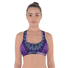 Beautiful Hot Pink And Gray Fractal Anemone Kisses Cross Back Sports Bra by jayaprime