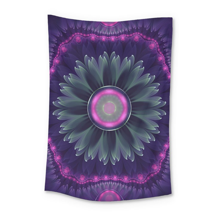 Beautiful Hot Pink And Gray Fractal Anemone Kisses Small Tapestry