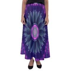 Beautiful Hot Pink And Gray Fractal Anemone Kisses Flared Maxi Skirt by jayaprime