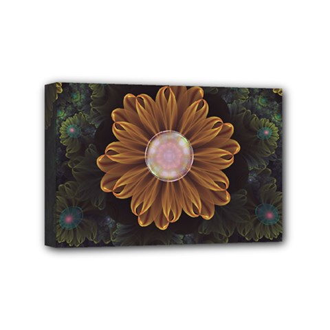 Abloom In Autumn Leaves With Faded Fractal Flowers Mini Canvas 6  X 4  by jayaprime