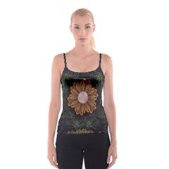 Abloom In Autumn Leaves With Faded Fractal Flowers Spaghetti Strap Top by jayaprime