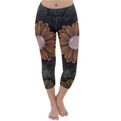 Abloom In Autumn Leaves With Faded Fractal Flowers Capri Winter Leggings  by jayaprime