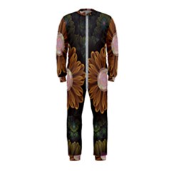 Abloom In Autumn Leaves With Faded Fractal Flowers Onepiece Jumpsuit (kids) by jayaprime