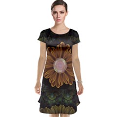 Abloom In Autumn Leaves With Faded Fractal Flowers Cap Sleeve Nightdress by jayaprime