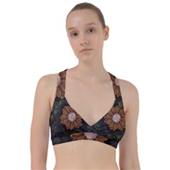 Abloom In Autumn Leaves With Faded Fractal Flowers Sweetheart Sports Bra by jayaprime