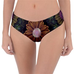 Abloom In Autumn Leaves With Faded Fractal Flowers Reversible Classic Bikini Bottoms by jayaprime