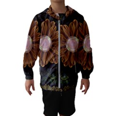 Abloom In Autumn Leaves With Faded Fractal Flowers Hooded Wind Breaker (kids) by jayaprime