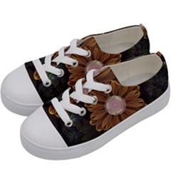 Abloom In Autumn Leaves With Faded Fractal Flowers Kids  Low Top Canvas Sneakers by jayaprime