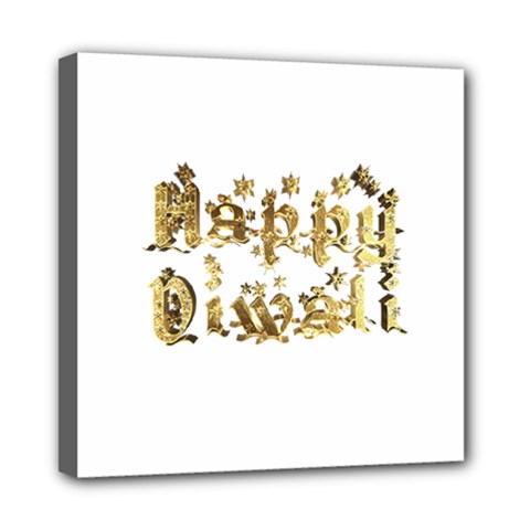 Happy Diwali Gold Golden Stars Star Festival Of Lights Deepavali Typography Mini Canvas 8  X 8  by yoursparklingshop