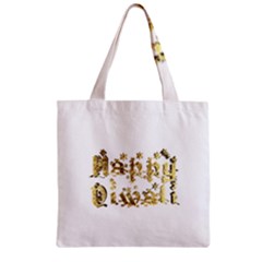 Happy Diwali Gold Golden Stars Star Festival Of Lights Deepavali Typography Zipper Grocery Tote Bag by yoursparklingshop