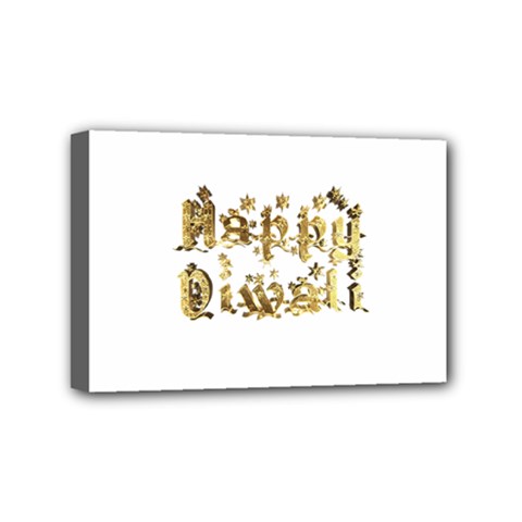 Happy Diwali Gold Golden Stars Star Festival Of Lights Deepavali Typography Mini Canvas 6  X 4  by yoursparklingshop