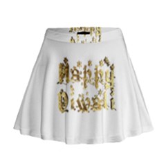 Happy Diwali Gold Golden Stars Star Festival Of Lights Deepavali Typography Mini Flare Skirt by yoursparklingshop