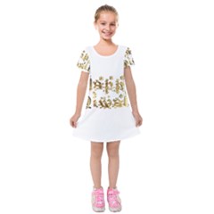 Happy Diwali Gold Golden Stars Star Festival Of Lights Deepavali Typography Kids  Short Sleeve Velvet Dress by yoursparklingshop