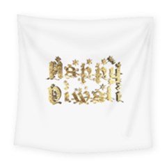 Happy Diwali Gold Golden Stars Star Festival Of Lights Deepavali Typography Square Tapestry (large) by yoursparklingshop