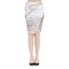 Collage,white Marble,gold,silver,black,white,hand Drawn, Modern,trendy,contemporary,pattern Midi Wrap Pencil Skirt