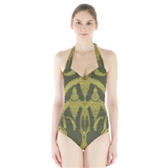 Art Nouveau Green Halter Swimsuit by NouveauDesign