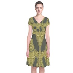 Art Nouveau Green Short Sleeve Front Wrap Dress by NouveauDesign