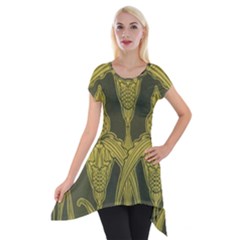 Art Nouveau Green Short Sleeve Side Drop Tunic by NouveauDesign