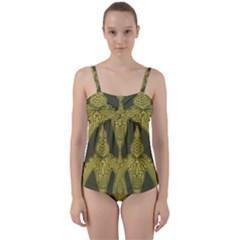 Art Nouveau Green Twist Front Tankini Set by NouveauDesign