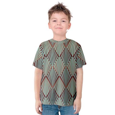 Art Deco Teal Brown Kids  Cotton Tee by NouveauDesign