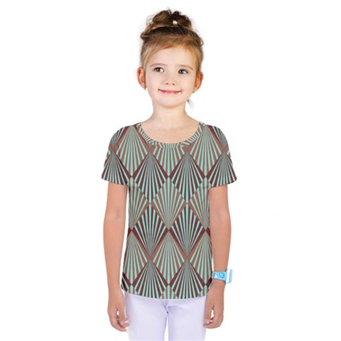 Art Deco Teal Brown Kids  One Piece Tee by NouveauDesign