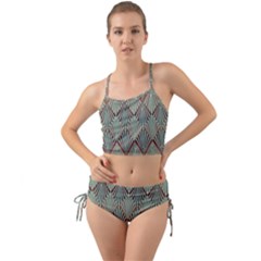 Art Deco Teal Brown Mini Tank Bikini Set by NouveauDesign