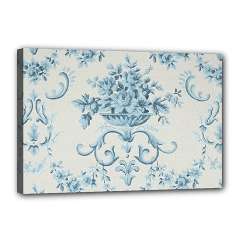 Blue Vintage Floral  Canvas 18  X 12  by NouveauDesign