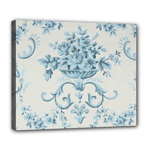 Blue Vintage Floral  Deluxe Canvas 24  X 20   by NouveauDesign