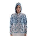 Blue Vintage Floral  Hooded Wind Breaker (Women) View1