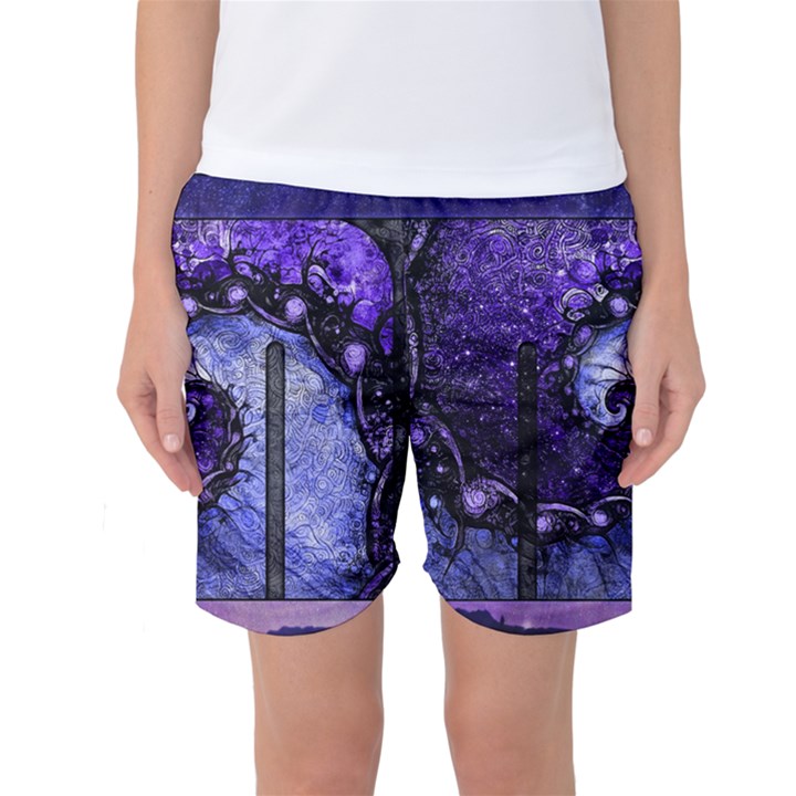 Beautiful Violet Spiral For Nocturne Of Scorpio Women s Basketball Shorts