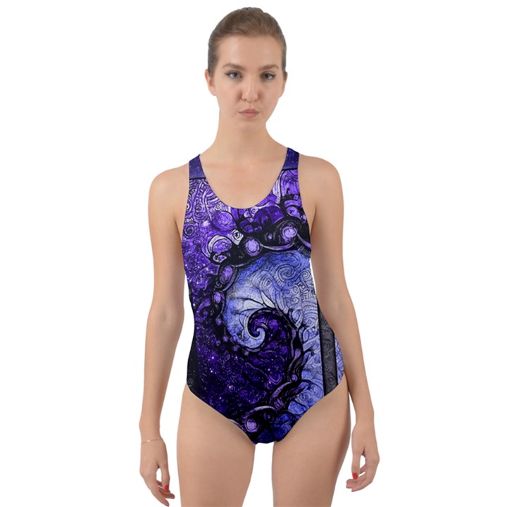 Beautiful Violet Spiral For Nocturne Of Scorpio Cut-Out Back One Piece Swimsuit