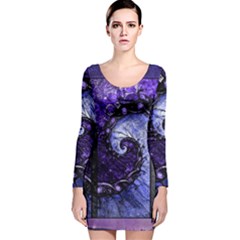 Beautiful Violet Spiral For Nocturne Of Scorpio Long Sleeve Velvet Bodycon Dress by jayaprime