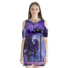 Beautiful Violet Spiral For Nocturne Of Scorpio Shoulder Cutout Velvet One Piece by jayaprime