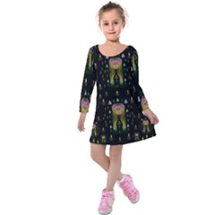 Queen In The Darkest Of Nights Kids  Long Sleeve Velvet Dress by pepitasart