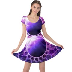 Beautiful Violet Nasa Deep Dream Fractal Mandala Cap Sleeve Dress by jayaprime