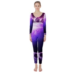 Beautiful Violet Nasa Deep Dream Fractal Mandala Long Sleeve Catsuit by jayaprime