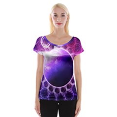 Beautiful Violet Nasa Deep Dream Fractal Mandala Cap Sleeve Tops by jayaprime